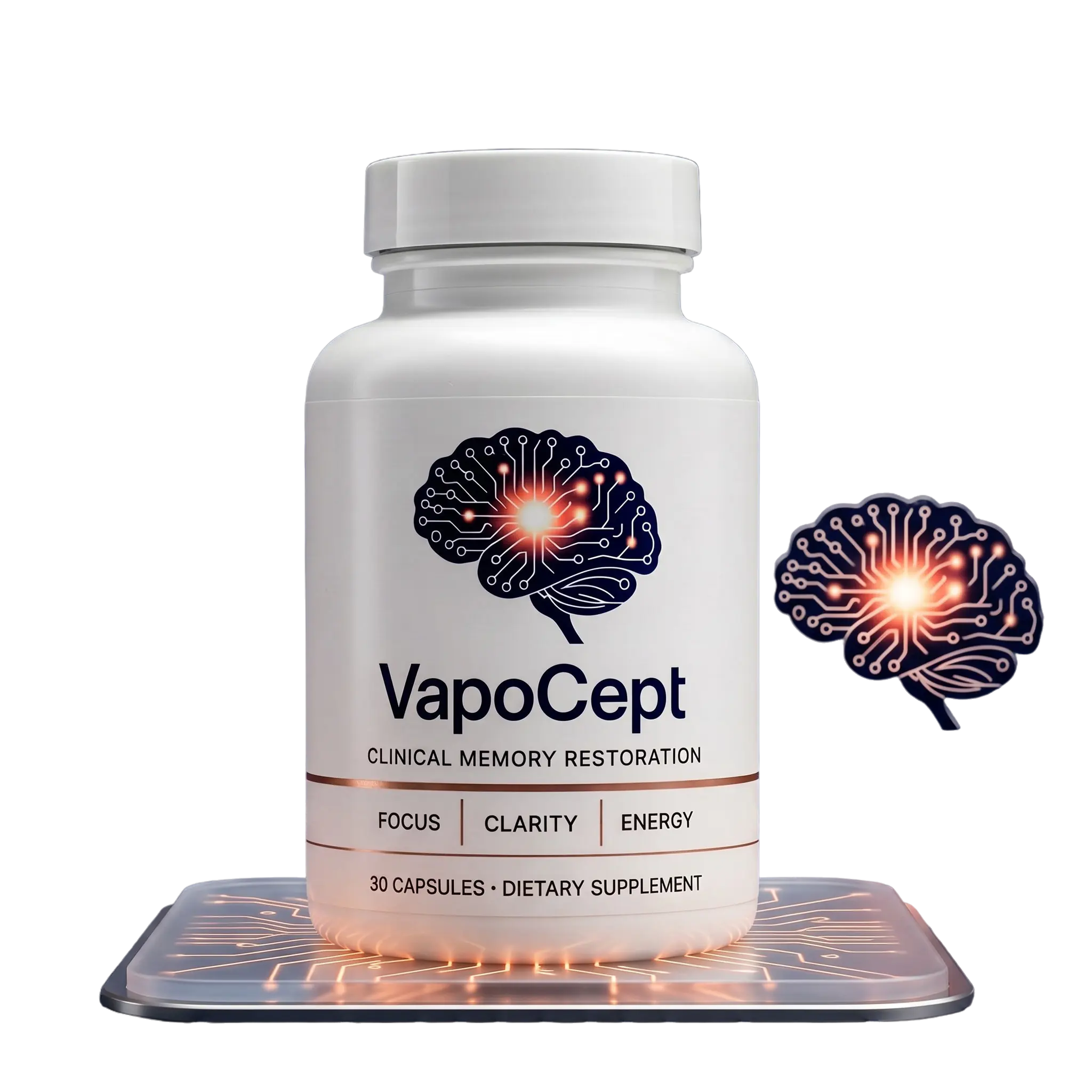VapoCept memory and focus supplement bottle